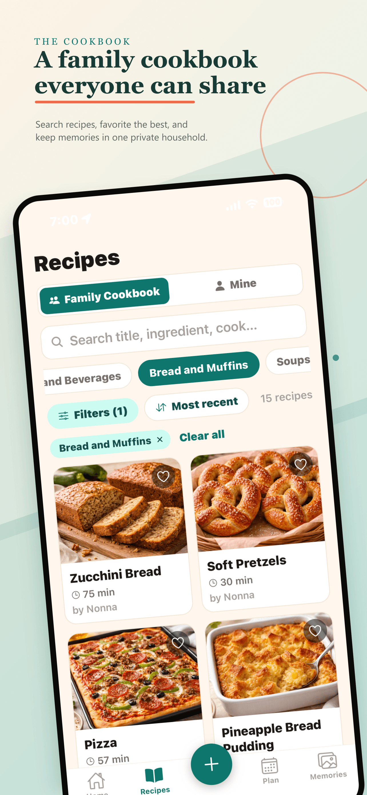A shared family cookbook in the Recipes We Share iPhone app